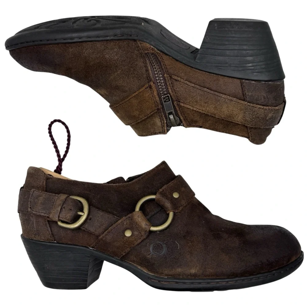 Born Women’s Dark Brown Suede Buckled Loafers - Size 7.5